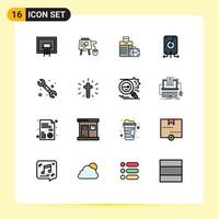 Pictogram Set of 16 Simple Flat Color Filled Lines of storage file education data hotel Editable Creative Vector Design Elements