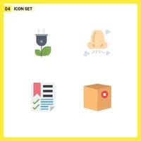 4 Thematic Vector Flat Icons and Editable Symbols of biomass bookmark power health document Editable Vector Design Elements