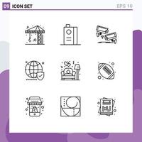 Outline Pack of 9 Universal Symbols of secure website cctv shield technology Editable Vector Design Elements