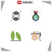 símbolos de iconos universales grupo de 4 iconos planos modernos de elementos de diseño de vectores editables orgánicos del entorno de la placa de comida cúbica