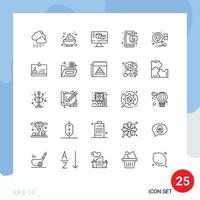 25 Thematic Vector Lines and Editable Symbols of business location box phone messages Editable Vector Design Elements