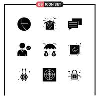 Set of 9 Modern UI Icons Symbols Signs for direction protection education insurance use Editable Vector Design Elements