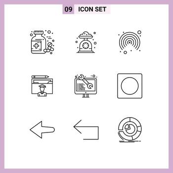 9 esquemas universales establecidos para aplicaciones web y móviles que codifican elementos de diseño de vectores editables de avatar graduado de escala de graduación