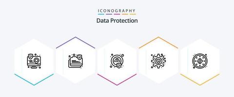 Data Protection 25 Line icon pack including privacy. setting. secure. security. gdpr vector