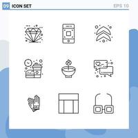 9 Creative Icons Modern Signs and Symbols of celebrate lunch technology food break Editable Vector Design Elements