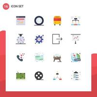 16 Universal Flat Colors Set for Web and Mobile Applications group teamwork auto team transport Editable Pack of Creative Vector Design Elements