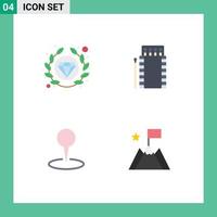 4 User Interface Flat Icon Pack of modern Signs and Symbols of premium map matches bonfire pin Editable Vector Design Elements