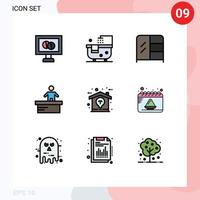 Pictogram Set of 9 Simple Filledline Flat Colors of idea design interior creative office Editable Vector Design Elements