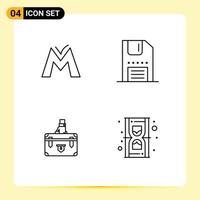 Modern Set of 4 Filledline Flat Colors and symbols such as monetary unit suitcase crypto currency floppy business Editable Vector Design Elements