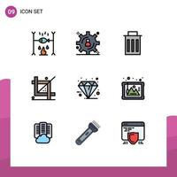 Set of 9 Modern UI Icons Symbols Signs for diamond programing interface development crop Editable Vector Design Elements