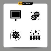 Group of 4 Solid Glyphs Signs and Symbols for appliances setting tv message money Editable Vector Design Elements