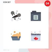 4 Flat Icon concept for Websites Mobile and Apps karaoke washing singing folder heart Editable Vector Design Elements