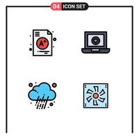 Set of 4 Modern UI Icons Symbols Signs for a news school heart weather Editable Vector Design Elements