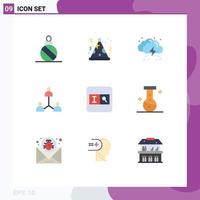 Modern Set of 9 Flat Colors Pictograph of search user drop team group Editable Vector Design Elements