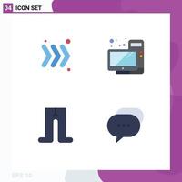 Set of 4 Commercial Flat Icons pack for arrow tights computer monitor conversation Editable Vector Design Elements