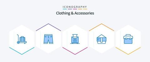 Clothing and Accessories 25 Blue icon pack including . lunchbox. luggage. equipment. purse vector