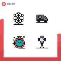 Set of 4 Modern UI Icons Symbols Signs for ferris business buy speed office Editable Vector Design Elements