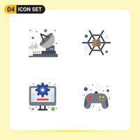 Group of 4 Flat Icons Signs and Symbols for radio management mind brainstorming control pad Editable Vector Design Elements