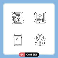 4 Creative Icons Modern Signs and Symbols of documents phone money hospital mobile Editable Vector Design Elements