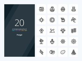 20 Pongal Outline icon for presentation vector