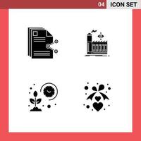 Pack of 4 creative Solid Glyphs of content farm share factory garden Editable Vector Design Elements