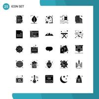 25 Thematic Vector Solid Glyphs and Editable Symbols of building swimming lamp summer holiday Editable Vector Design Elements