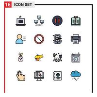 Pictogram Set of 16 Simple Flat Color Filled Lines of person records computer law copyright Editable Creative Vector Design Elements