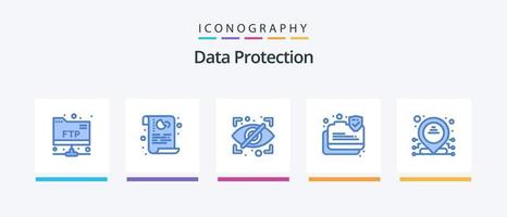 paquete de iconos azul 5 de protección de datos que incluye dedicado. seguro. bloquear. proteccion. conexión. diseño de iconos creativos vector