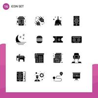 Set of 16 Modern UI Icons Symbols Signs for forecast smartphone clean settings communications Editable Vector Design Elements