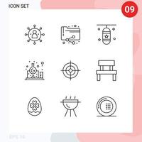 9 Universal Outlines Set for Web and Mobile Applications study laboratory folder chemistry sports accessory Editable Vector Design Elements