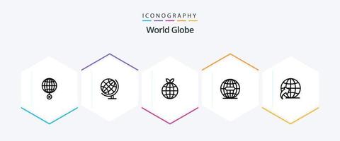 paquete de iconos de globo de 25 líneas que incluye viajes. flecha. tierra. Internet. global vector