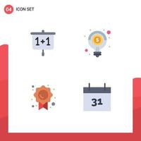 Modern Set of 4 Flat Icons and symbols such as chart certificate school light bulb trust Editable Vector Design Elements