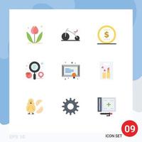 conjunto de 9 iconos de interfaz de usuario modernos símbolos signos para diploma escolar dinero ubicación comercial elementos de diseño vectorial editables vector