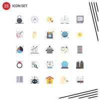 User Interface Pack of 25 Basic Flat Colors of bank signal idea drop air Editable Vector Design Elements