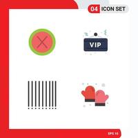 4 User Interface Flat Icon Pack of modern Signs and Symbols of close barcode no board baked Editable Vector Design Elements