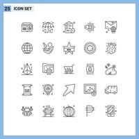 25 Thematic Vector Lines and Editable Symbols of internet account checklist weather sun Editable Vector Design Elements