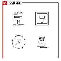 Set of 4 Modern UI Icons Symbols Signs for ad error billboard easter media player Editable Vector Design Elements