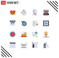 Group of 16 Flat Colors Signs and Symbols for communication form check fitness call Editable Pack of Creative Vector Design Elements