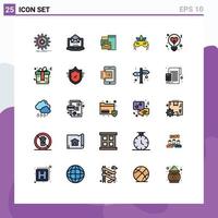 User Interface Pack of 25 Basic Filled line Flat Colors of light venetian open costume corporate Editable Vector Design Elements