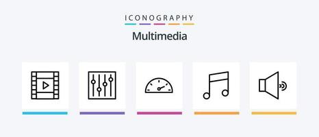 paquete de iconos de línea multimedia 5 que incluye . volumen. preferencias control. diseño de iconos creativos vector