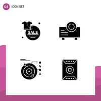 Modern Set of 4 Solid Glyphs and symbols such as clothes model sale presentation planetary Editable Vector Design Elements