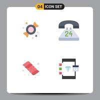 Flat Icon Pack of 4 Universal Symbols of bonbon candy anytime contact app Editable Vector Design Elements