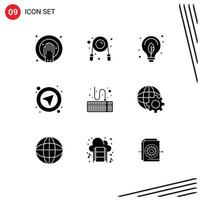 9 Thematic Vector Solid Glyphs and Editable Symbols of keyboard user energy select interface Editable Vector Design Elements
