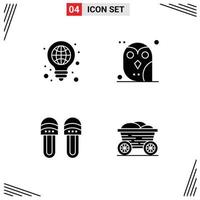 4 Creative Icons Modern Signs and Symbols of idea study light bird comfortable Editable Vector Design Elements