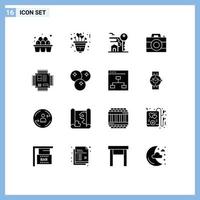 Pictogram Set of 16 Simple Solid Glyphs of cpu technology home digital camera Editable Vector Design Elements