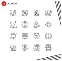 Modern Set of 16 Outlines and symbols such as gold money design currency chinese Editable Vector Design Elements