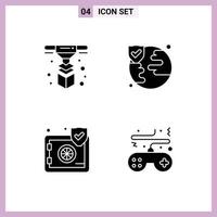 Set of 4 Modern UI Icons Symbols Signs for modeling safe layer protection game Editable Vector Design Elements