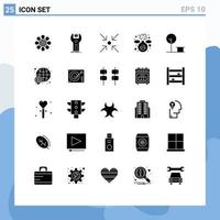 Modern Set of 25 Solid Glyphs and symbols such as park city programming lab chemistry Editable Vector Design Elements