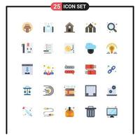 Mobile Interface Flat Color Set of 25 Pictograms of research ramadan education kareem architecture Editable Vector Design Elements