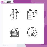 4 Creative Icons Modern Signs and Symbols of bamboo equipment leaves devices design Editable Vector Design Elements